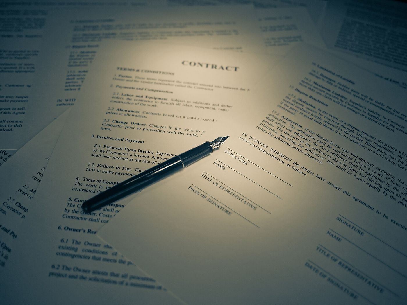 Legal Contract & Signature - Warm Tones